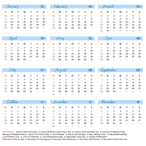 Calendar bottom 2025